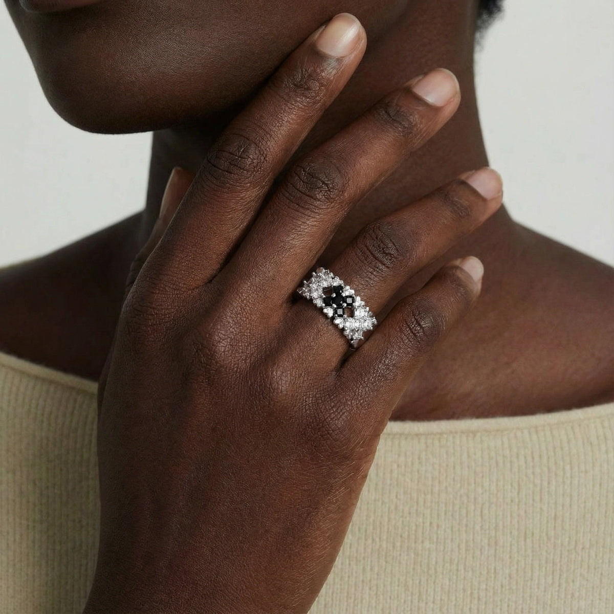 Elegant Pixel Dream Ring by The Glambox Jewels Boutique featuring a sleek design and sparkling gemstone accents.