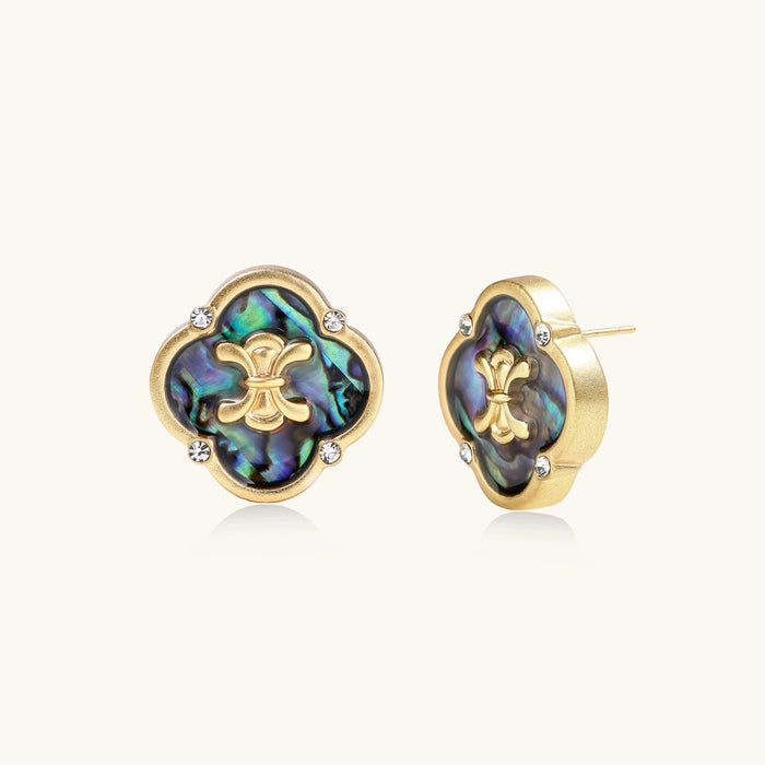 Mystic Shell Quatrefoil Studs - The GlamBox Jewels Boutique