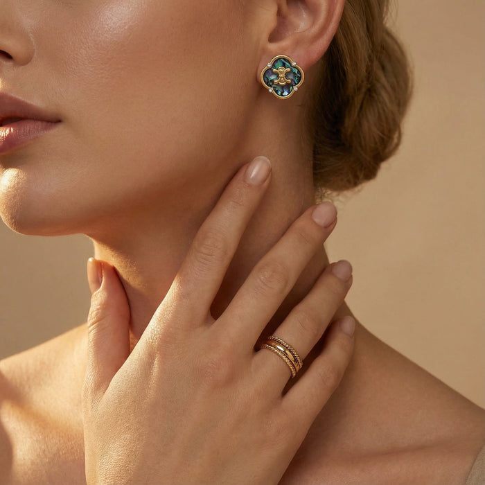 Mystic Shell Quatrefoil Studs - The GlamBox Jewels Boutique
