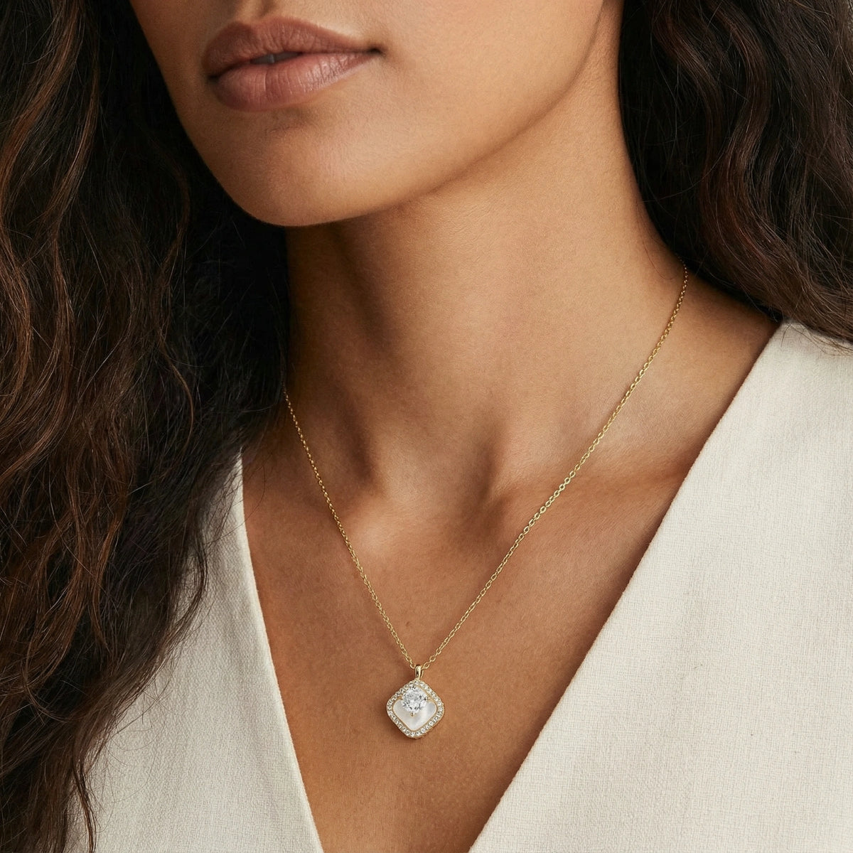 Golden Halo Pearl Pendant - The GlamBox Jewels Boutique