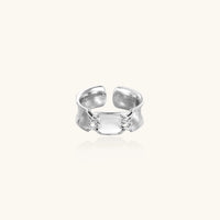 Silver Chain Bridge Cuff Ring from The Glambox Jewels Boutique featuring a contemporary chain link design on a sleek ring band.