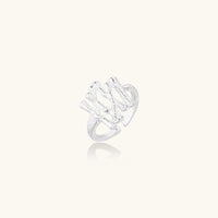 Silver forest sculpture ring by The Glambox Jewels Boutique featuring intricate tree designs in a nature-inspired style.