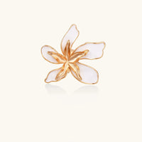 Silver Lily Bloom ring by The Glambox Jewels Boutique with delicate floral design and adjustable band.