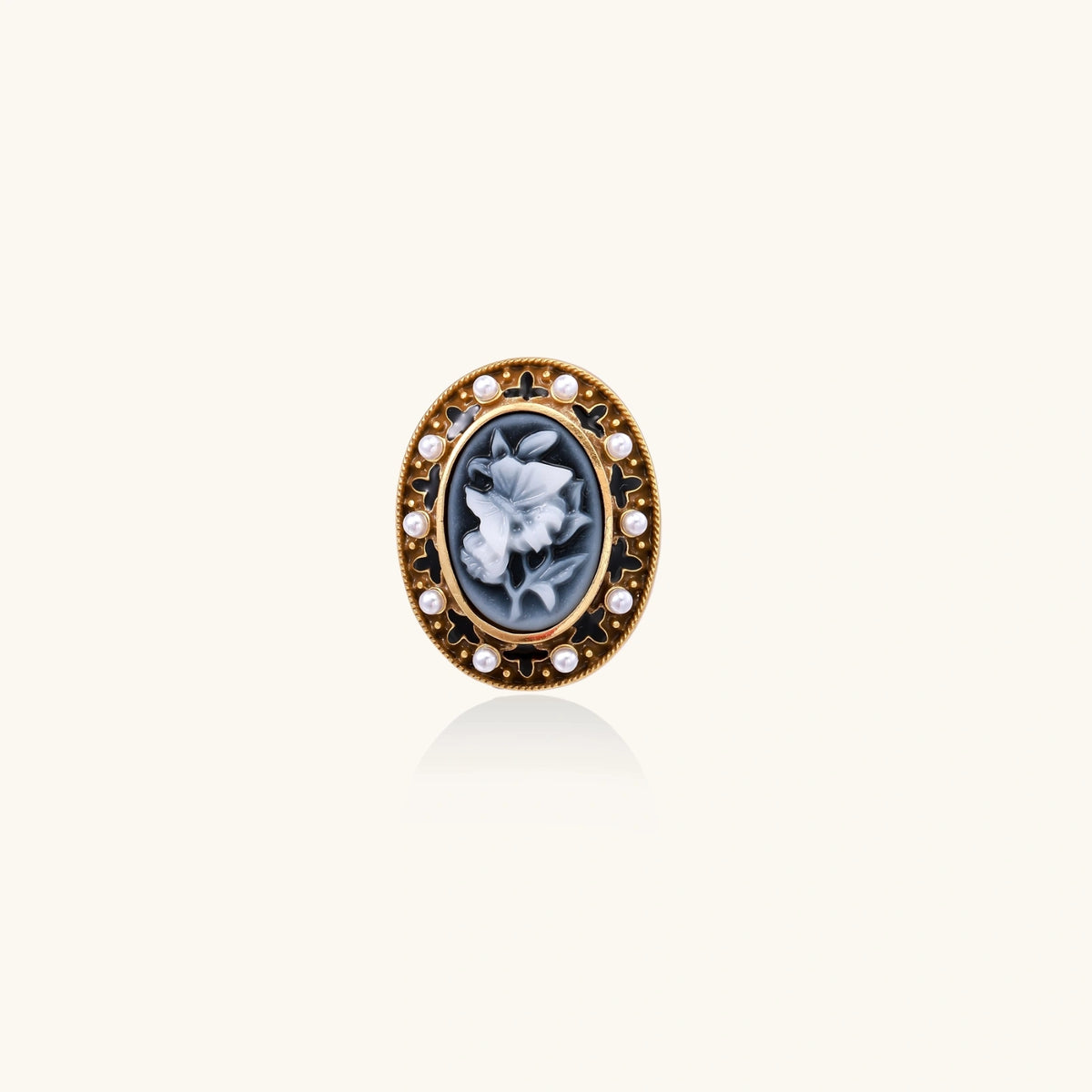 Victorian Rose Cameo Ring by The Glambox Jewels Boutique featuring a detailed carved rose cameo on a gold-toned ring band