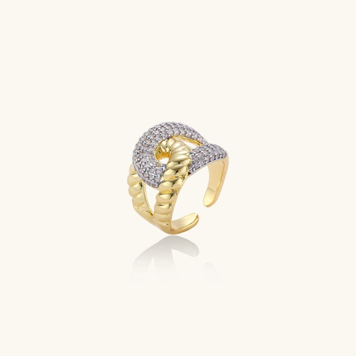 Chain link statement ring from The Glambox Jewels Boutique featuring bold interconnected metal links in a stylish ring design.