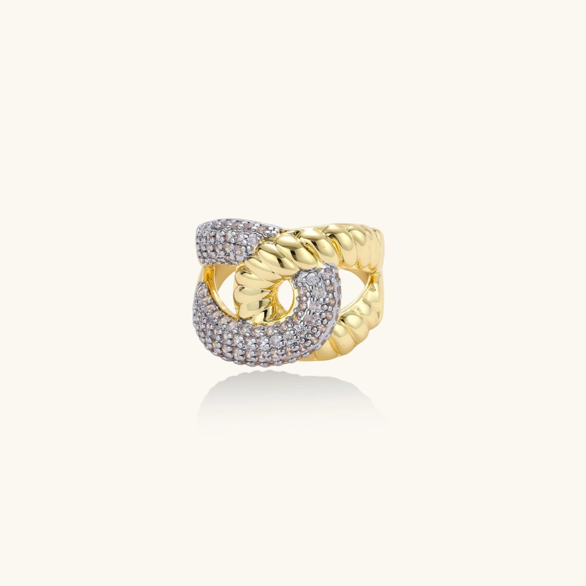 Chain link statement ring from The Glambox Jewels Boutique featuring a bold, interconnected metal design for a stylish accessory.