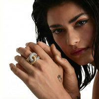 Chain Link Statement Ring from The Glambox Jewels Boutique featuring a bold, interconnected chain link design in silver tone.