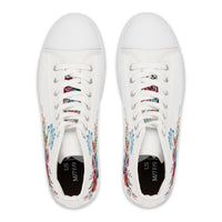 Womens White High Top Sneakers with Vibrant Wildflower Design