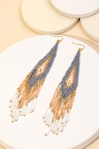 Fame Seed Beaded Fringe Drop Earrings