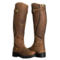 Vintage Ride Leather Boots - Stylish Retro Riding Boots for Trendy Women