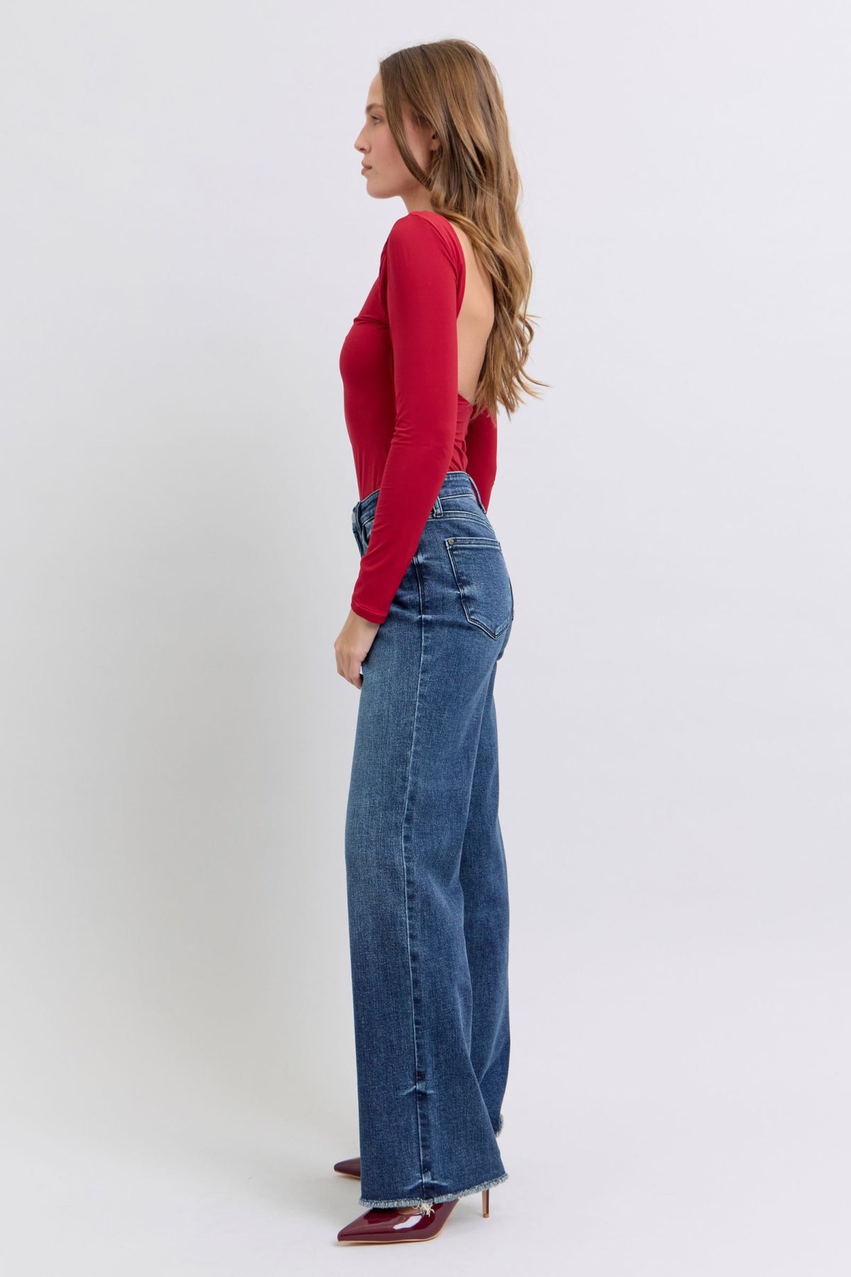 Raw Hem Mid Rise Jeans