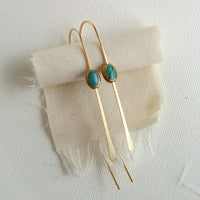 Turquoise Cabochon Threader Earrings