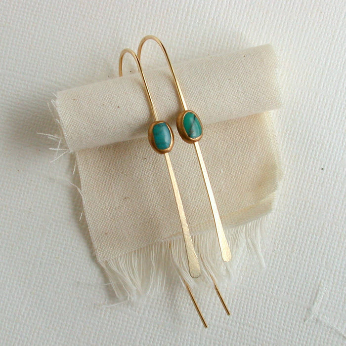 Turquoise Cabochon Threader Earrings