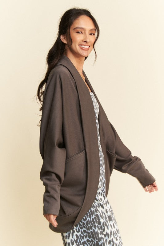 Dolman Long Sleeve Open Front Jacket