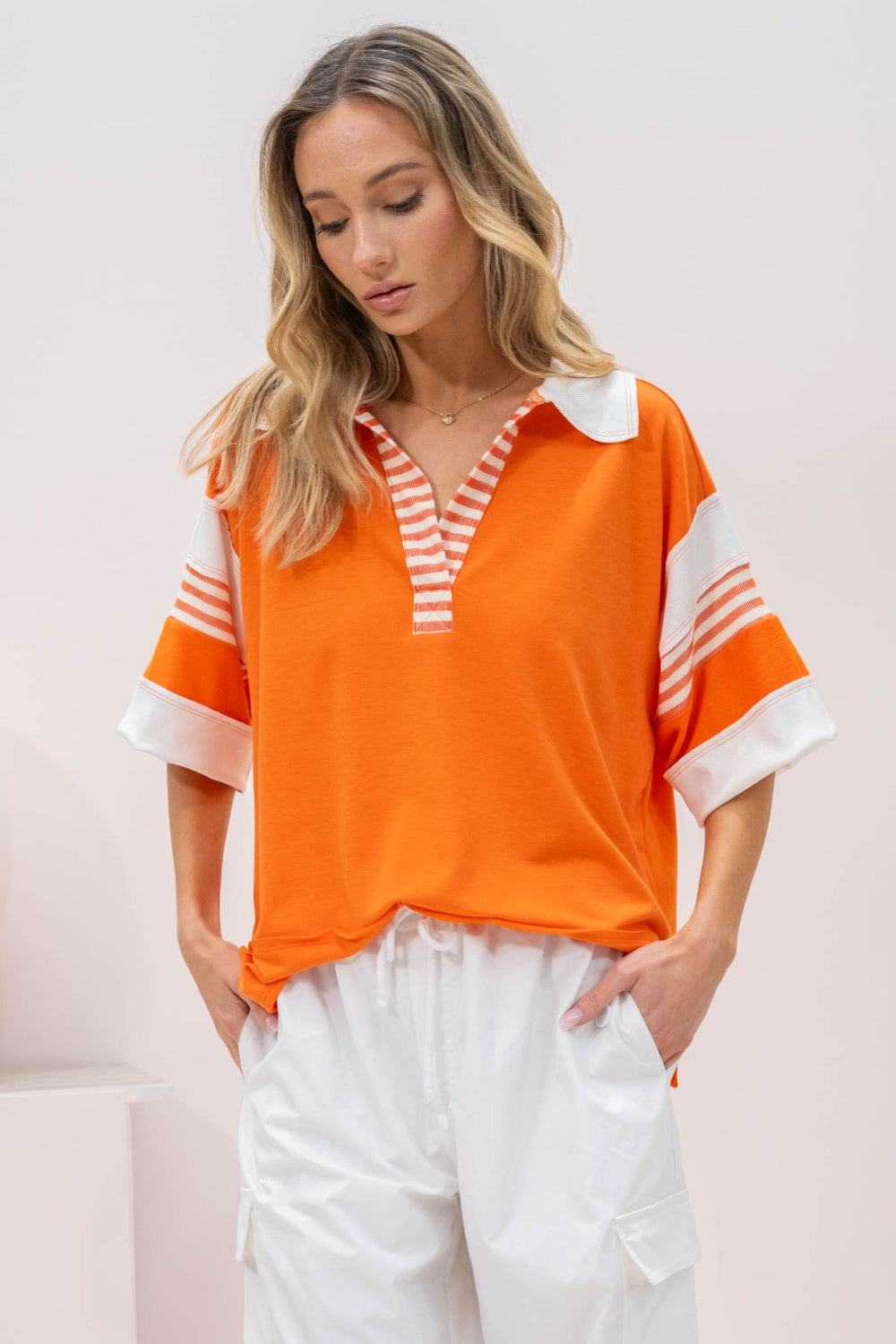 Hailey & Co Contrast Stripe Polo Shirt