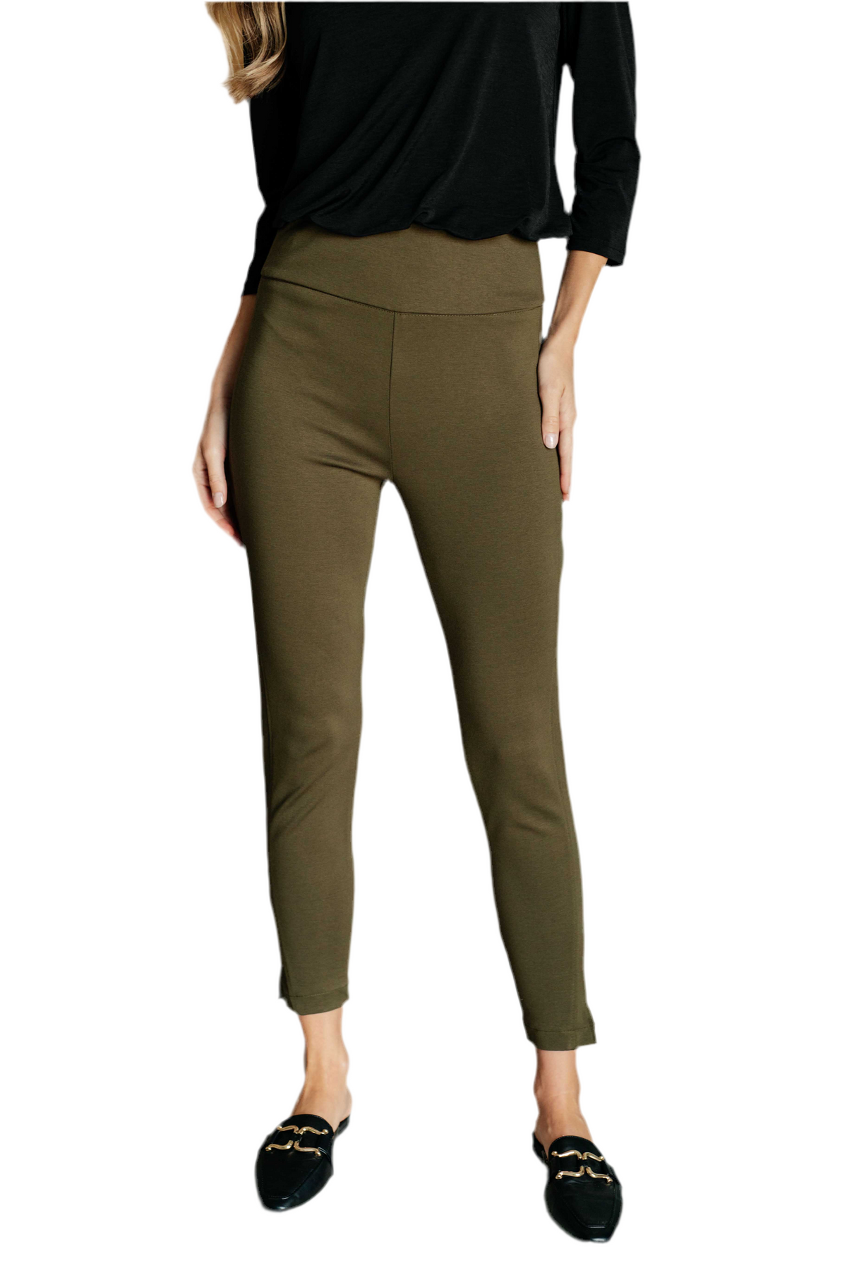 Magic Ankle Crop Skinny Pants in Olive