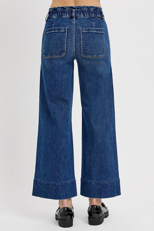 Elastic Band Wide Leg Jeans