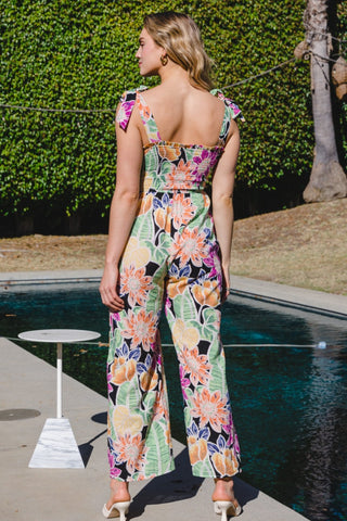 ODDI Floral Sleeveless Wide Leg Jumpsuit