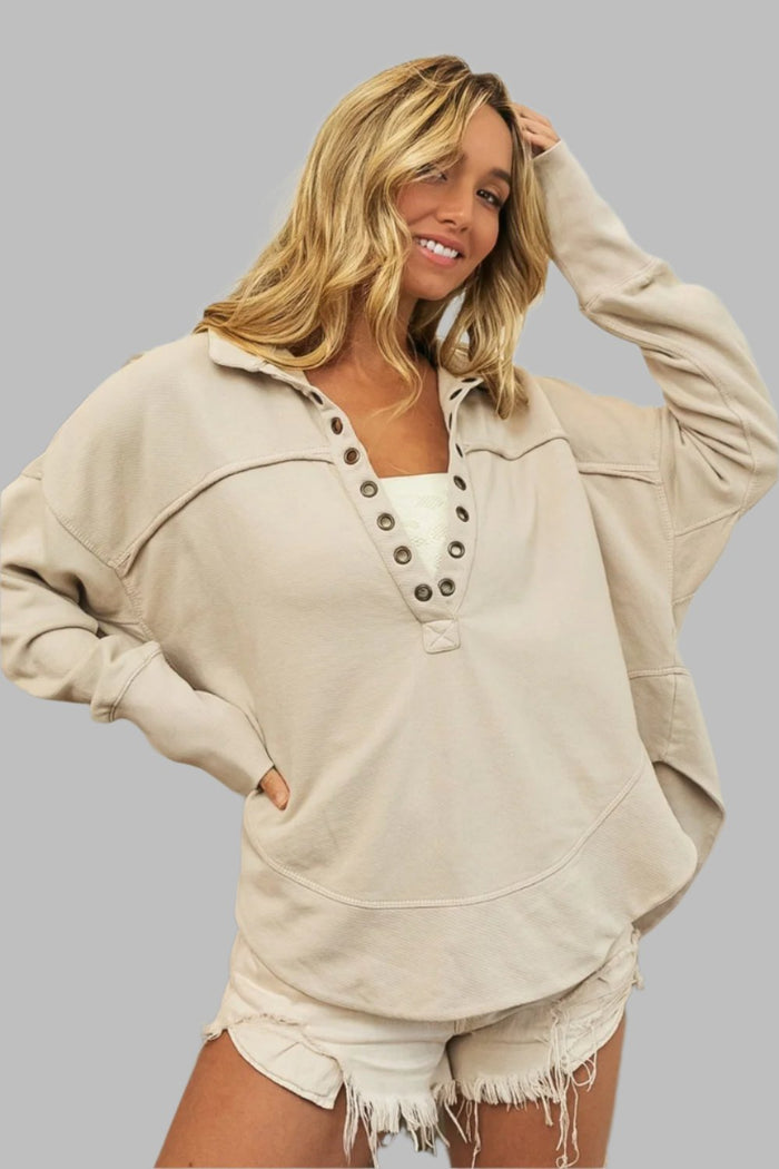 BiBi Washed Thumbhole Cuff Sweatshirt