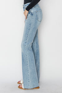 RISEN High Rise Raw Cut Hem Bootcut Jeans