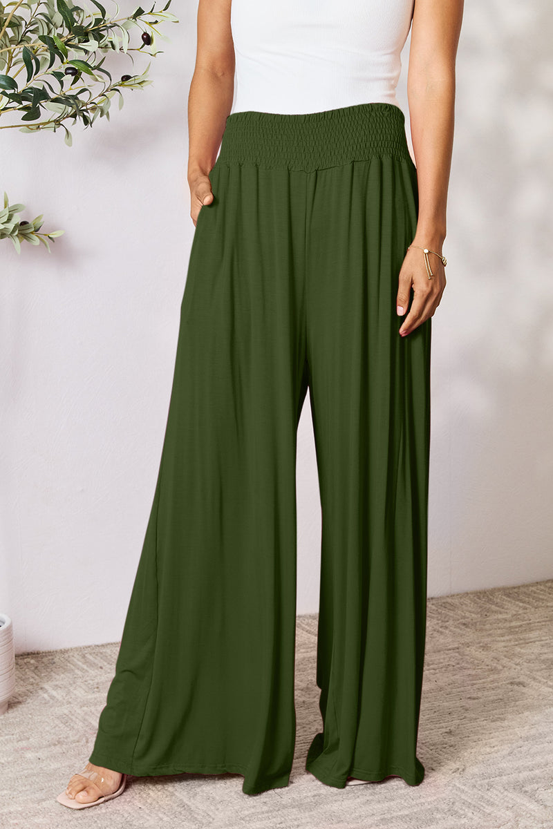 Double Take Smocked Wide Leg Pants