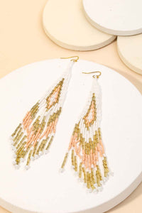 Fame Seed Beaded Fringe Drop Earrings