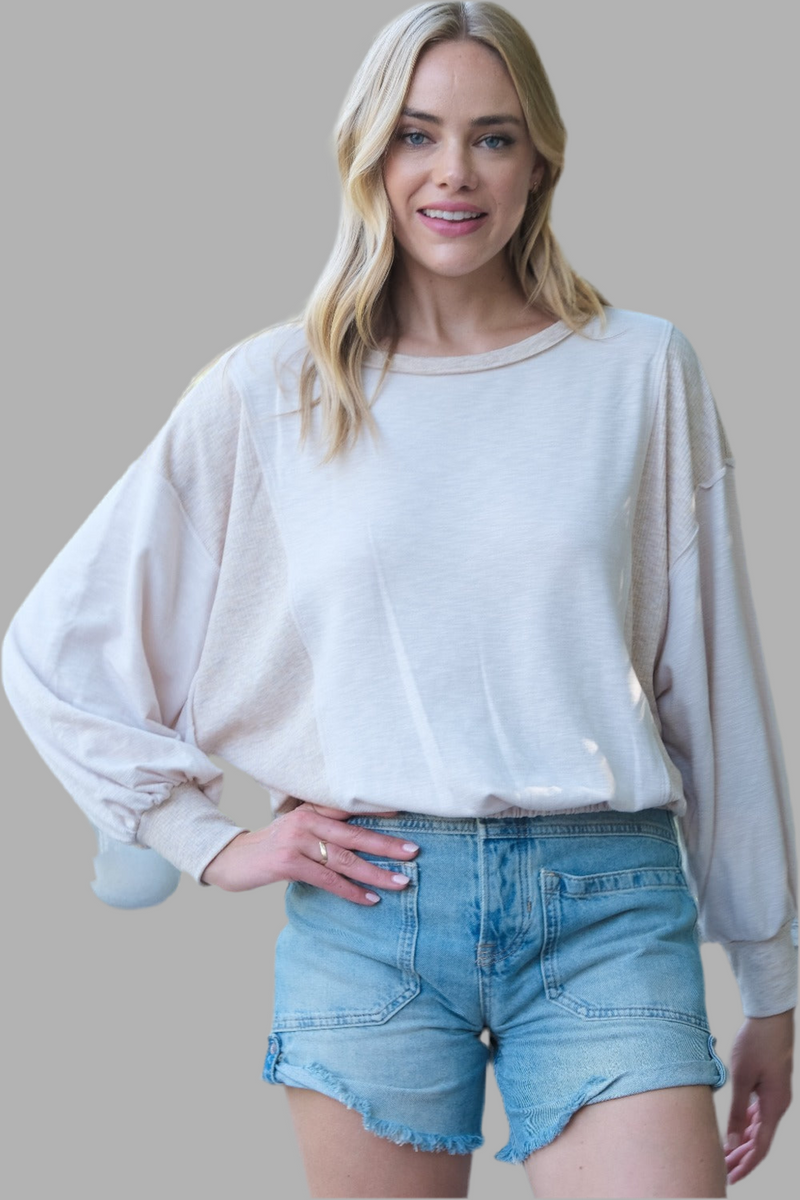 Hailey & Co Rib and Two Tone Knit Mixed Top