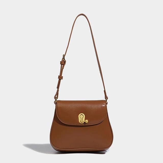 Luxury Retro Saddle Bag | Genuine Leather Brown Handbag