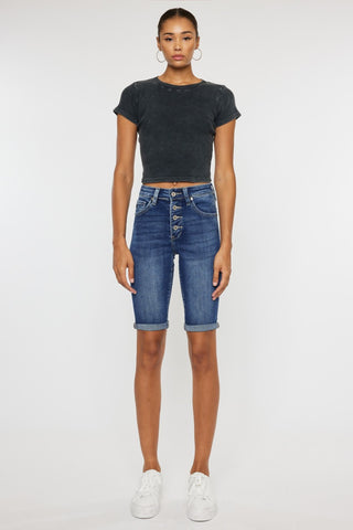 Kancan Cat's Whiskers Button Fly Denim Shorts