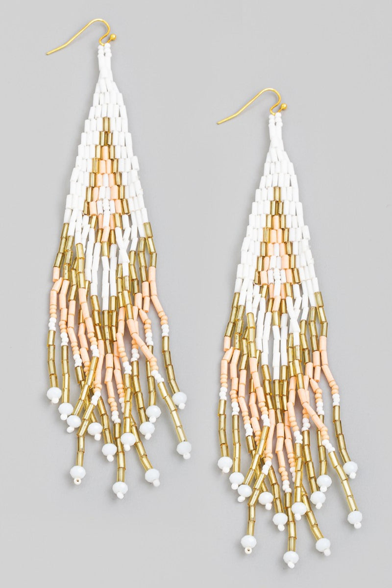 Fame Seed Beaded Fringe Drop Earrings