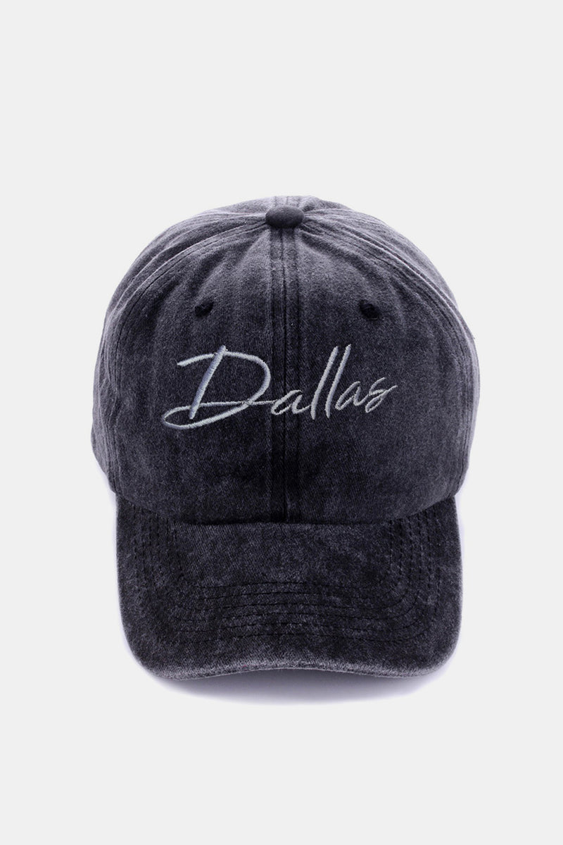 Zenana Washed Dallas Embroidered Baseball Cap