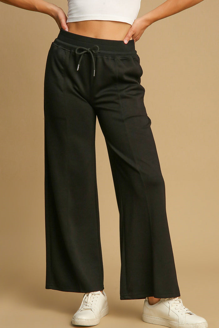 Drawstring Wide Leg Pants with Pockets