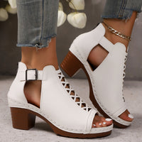 Open toe block heels sandals by Trendsi, stylish women’s shoes with a comfortable chunky heel and open toe design.
