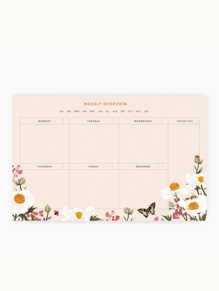 Botanical Weekly Overview Notepad