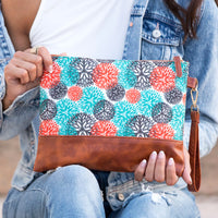 Aili's Corner Aztec Boho clutch bag with colorful woven pattern and zipper closure, perfect for casual and bohemian style.