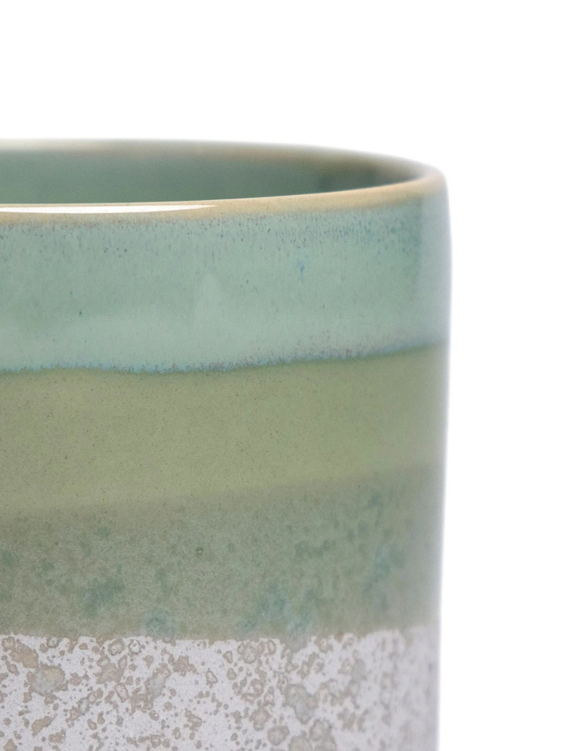 Cement Green Ceramic Plant Pot and Saucer