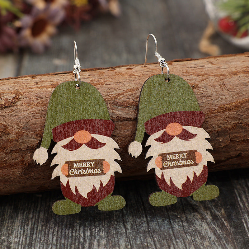 Wooden Gnome Dangle Earrings