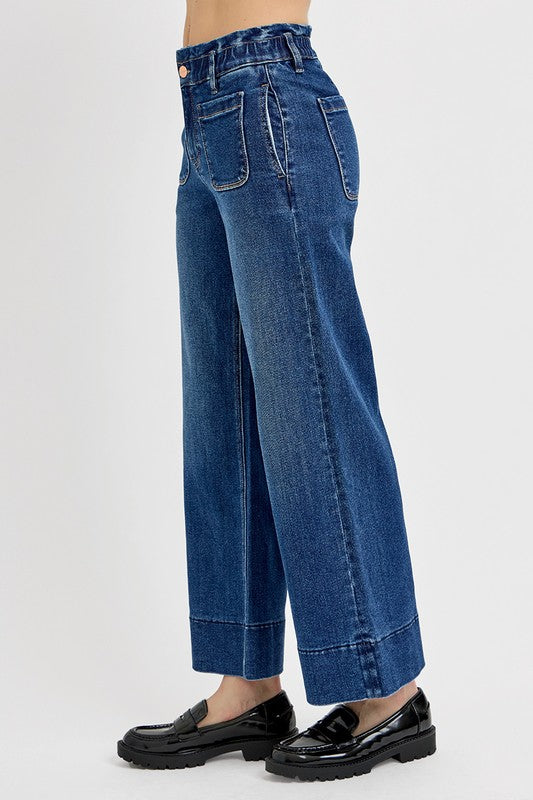 Elastic Band Wide Leg Jeans