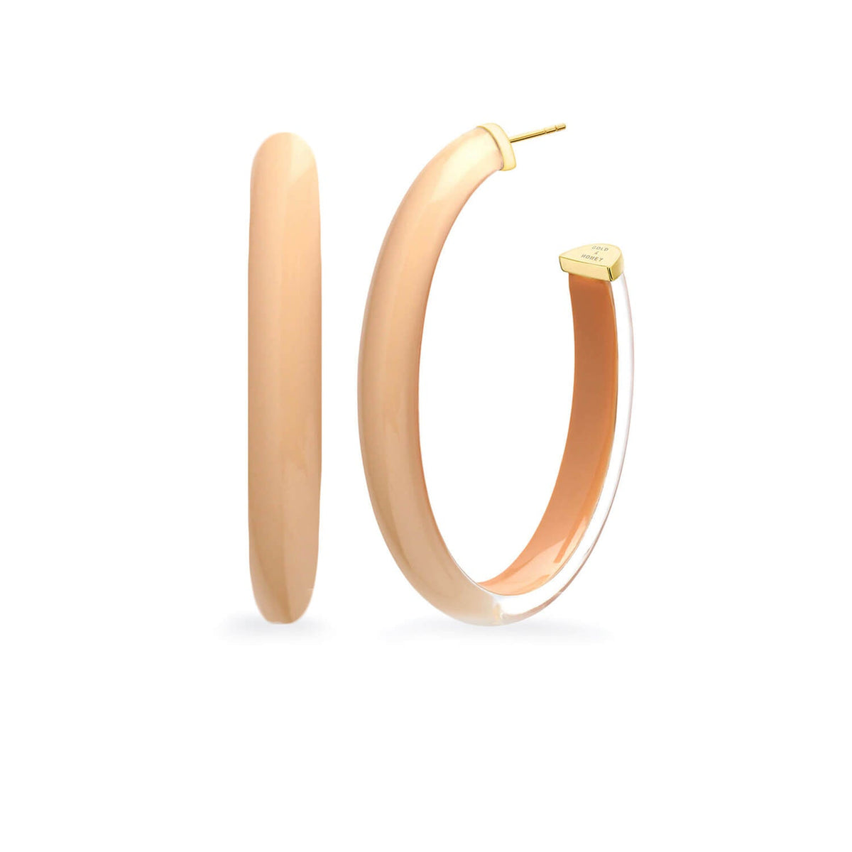 XL Oval Illusion Neutral Lucite Hoop Earrings