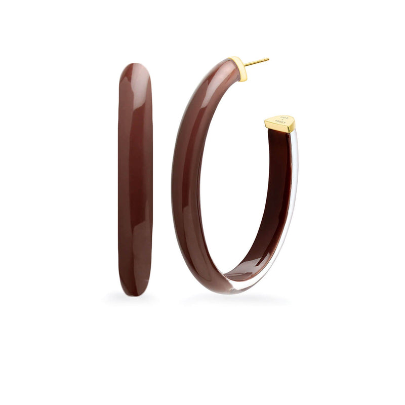 XL Oval Illusion Neutral Lucite Hoop Earrings