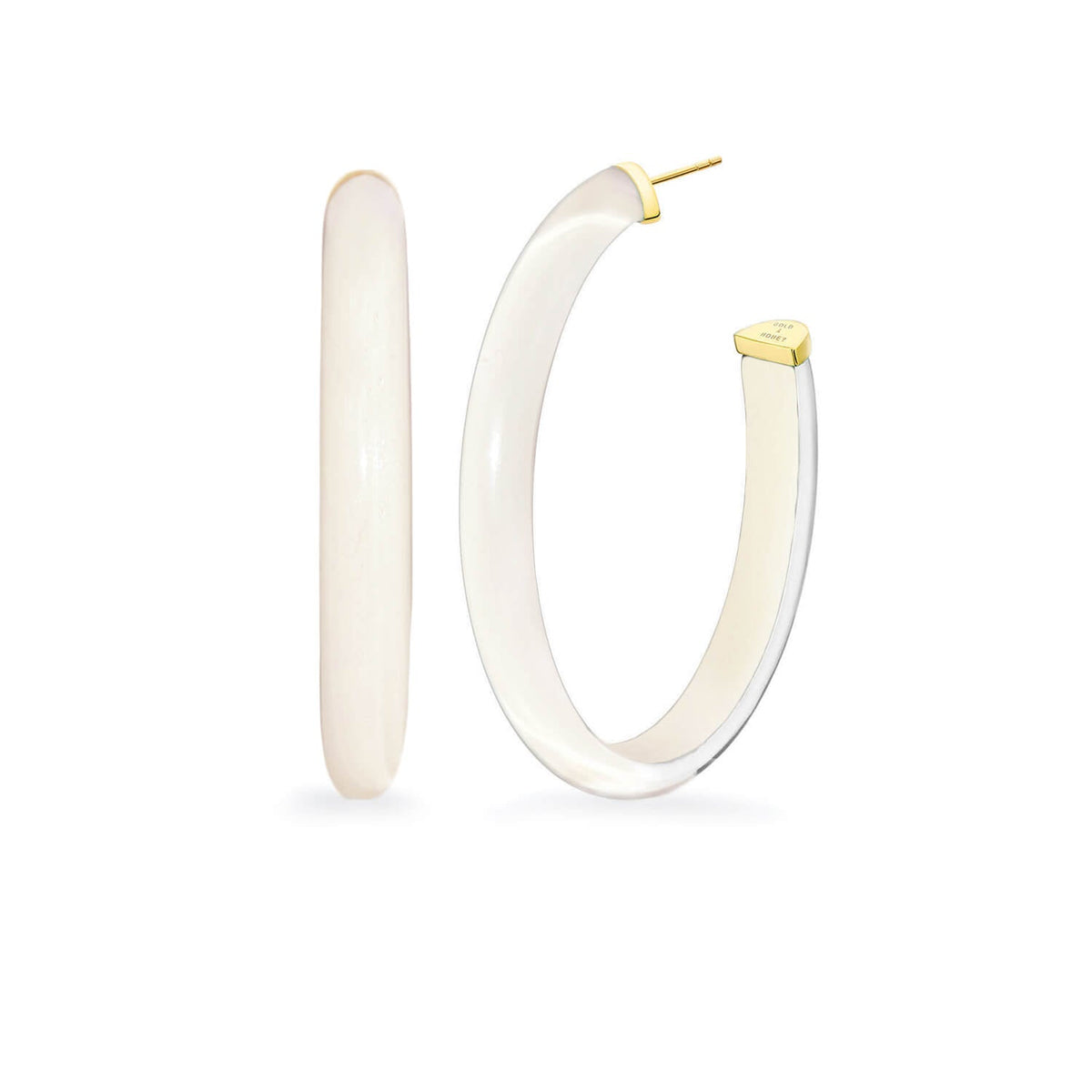 XL Oval Illusion Neutral Lucite Hoop Earrings