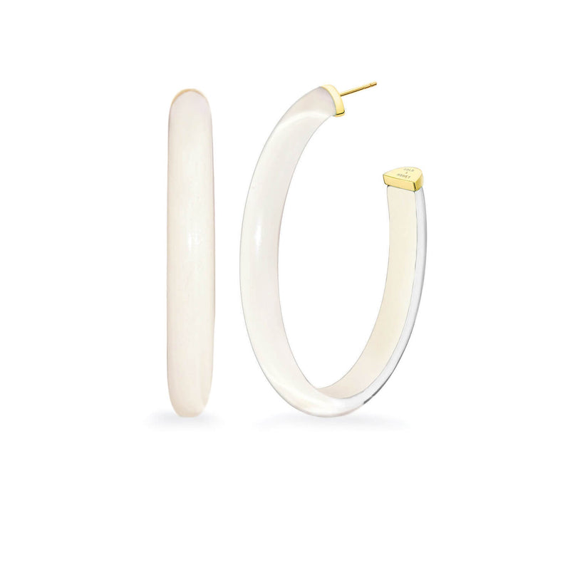 XL Oval Illusion Neutral Lucite Hoop Earrings