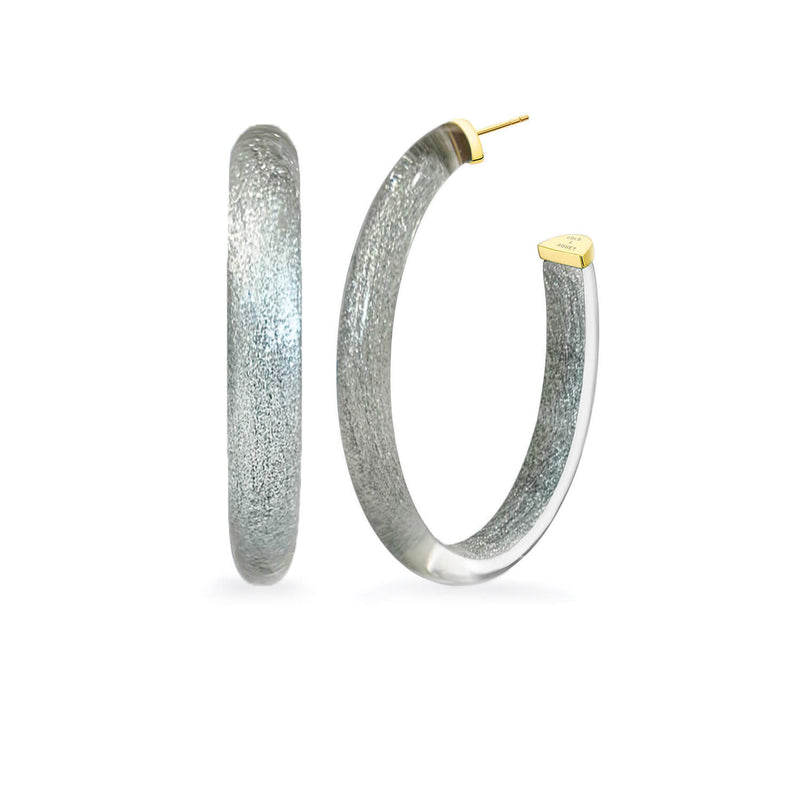 XL Oval Illusion Neutral Lucite Hoop Earrings