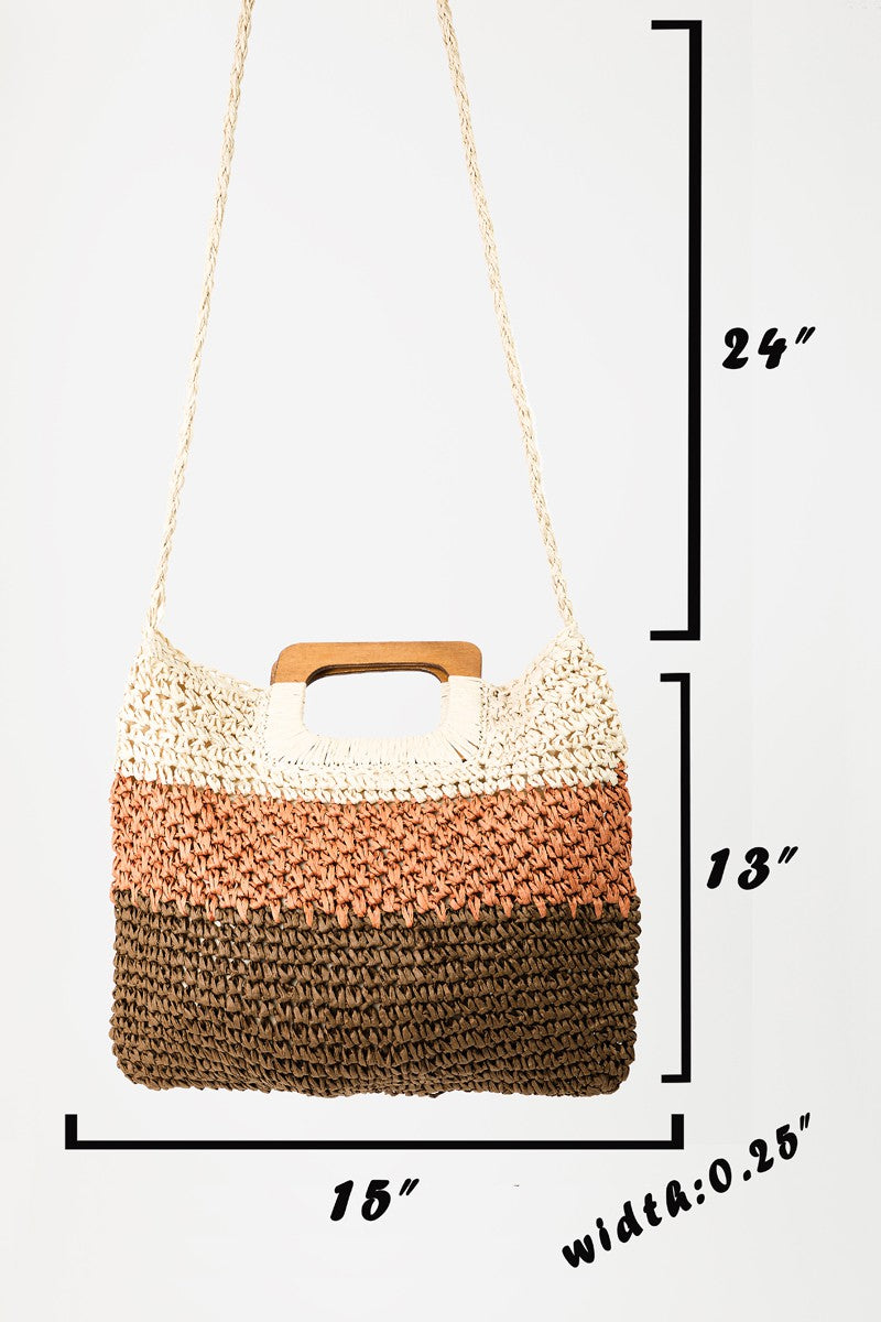 Fame Color Block Braided Tote Bag