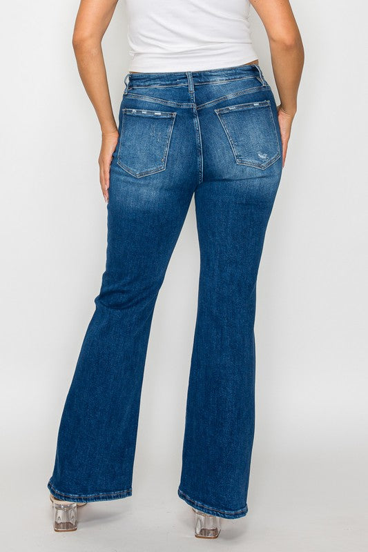 High Rise Bootcut Jeans with Pockets