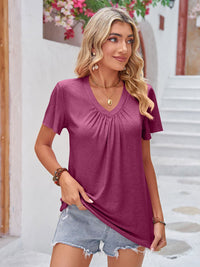 Double Take Ruched V-Neck T-Shirt