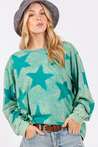 SAGE + FIG Mineral Wash Star Pattern T-Shirt