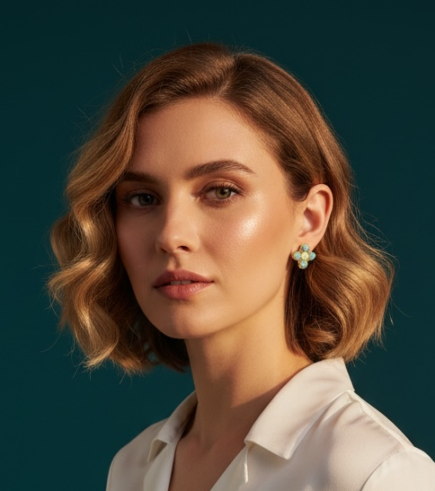 Pendientes de cruz con gloria de perla turquesa