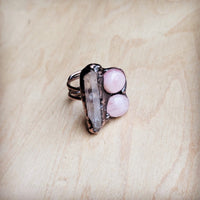 Genuine Rose Quartz Ring in a Copper Setting 012ff