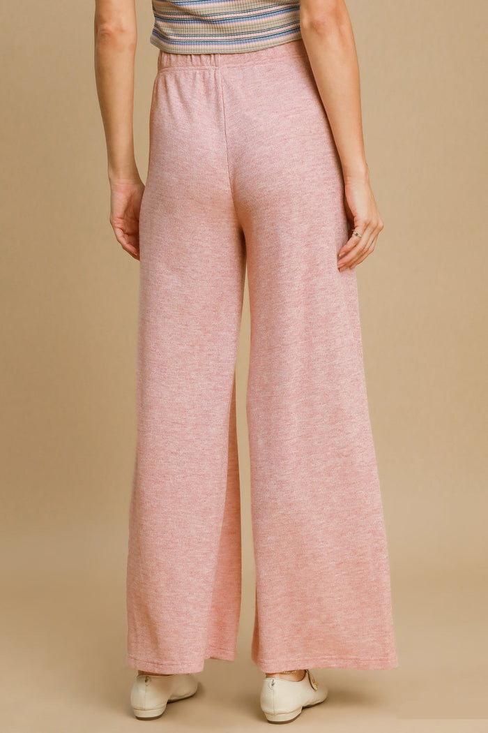 Elastic Waist Wide Leg Knit Pants